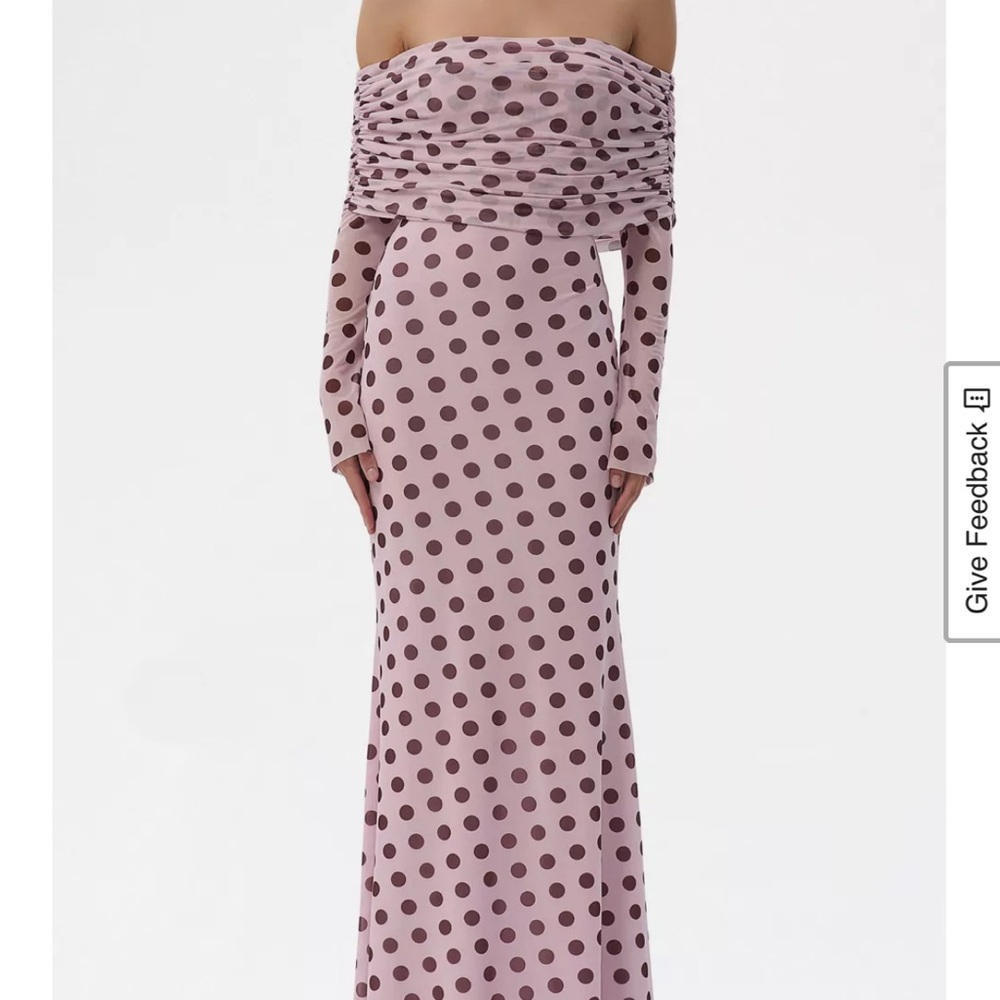 AFRM Strapless Mauve Polka Dot Dress